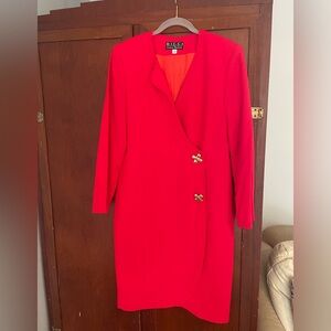Red dress - wrap style w/ Gold button details. Bicci by Florine Wachter size 10